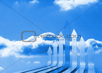 Arrows in the sky in blue