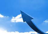 Arrow in the sky in blue