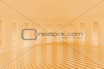 Orange room with linear patter