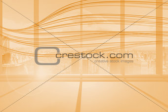 Abstract orange line design in room