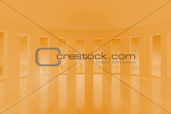 Orange room with windows