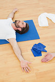 High angle view of a young man relaxing