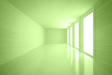 Bright green room with windows