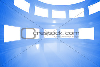 Bright blue room with windows