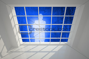 Digital silhouette seen through window