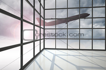Airplane flying over clouds past window