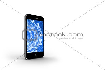 Binary code on smartphone screen