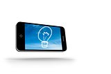 Cloud light bulb on smartphone screen