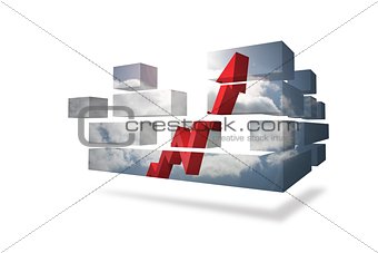 Arrow in sky on abstract screen