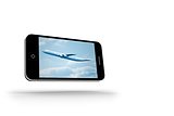 Airplane on smartphone screen