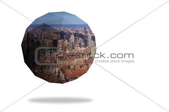 Cityscape on abstract screen