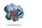 Back injury diagram on abstract screen