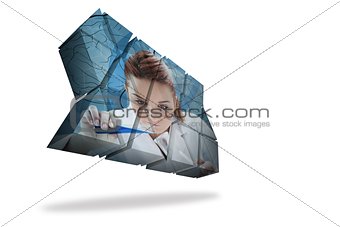 Scientist on abstract screen