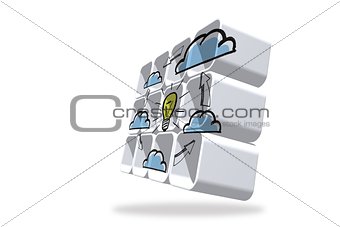 Cloud computing idea cycle on abstract screen