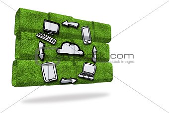 Cloud computing cycle on abstract screen