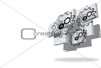 Cogs and wheels on abstract screen