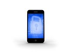 Blue lock on smartphone screen