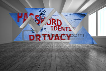 Data protection graphic on abstract screen in room