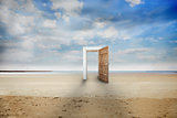 Open door on a beach