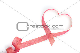 Valentine's Day heart shaped red ribbon