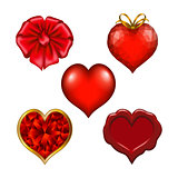 Set of floral hearts for design.
