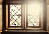Old windows with lens flare