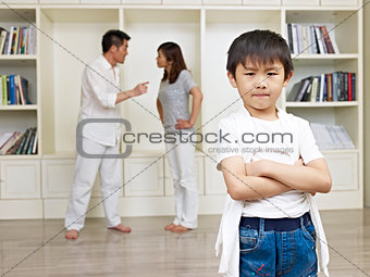 asian boy and quarreling parents