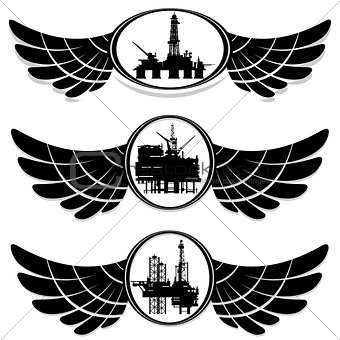 Abstract icons with drilling rigs