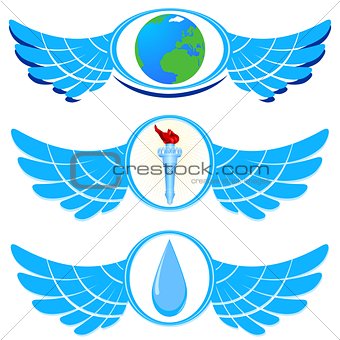 Abstract icons with wings