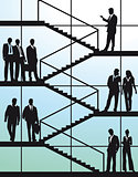 Business people on the stairs