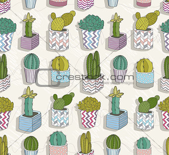 Cute seamless cactus patter