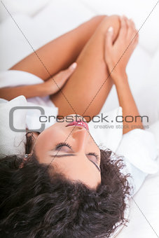Beautiful Sexy Woman in White Bed
