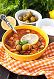 Hot meat and vegetable soup