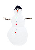 snow man standing close up isolated