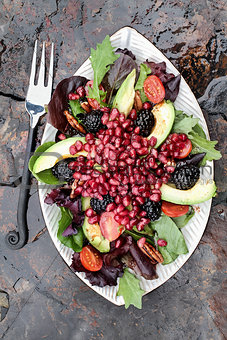 Pomegranate, Avocado and Blackberry Salad
