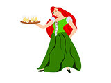 irish barmaid long skirt red hair
