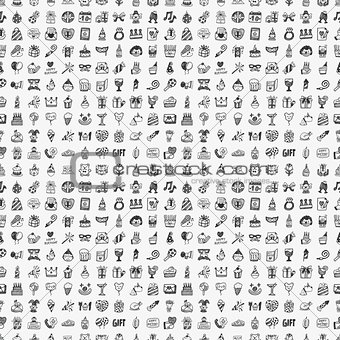 seamless doodle birthday party pattern