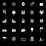 Finance icons with reflect on black background