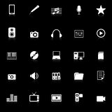 Media icons with reflect on black background