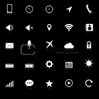 Mobile phone icons with reflect on black background