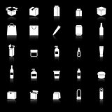 Packaging icons with reflect on black background