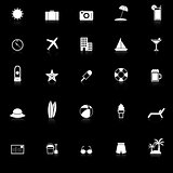 Summer icons with reflect on black background