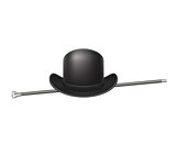 Bowler hat and elegant walking stick