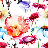 Seamless wallpaper with flowers