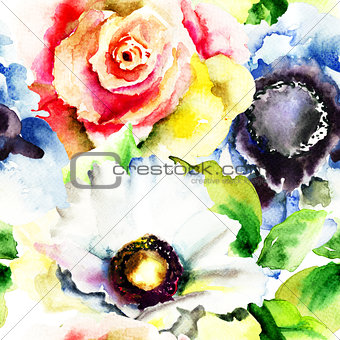 Seamless wallpapers with flowers
