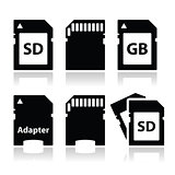 SD, memory card, adapter icons set