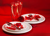 Red festive table setting