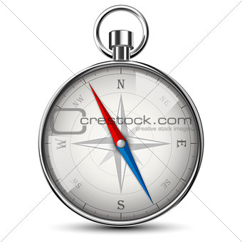 Realistic Compass Isolated On White.