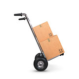 Hand Truck tilted with two Boxes profile