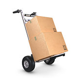 Hand Truck tilted with two boxes